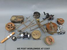 A collection of vintage fishing tackle including Ogden Smiths 
