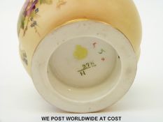Royal Worcester blush ivory vase decorated with flowers,