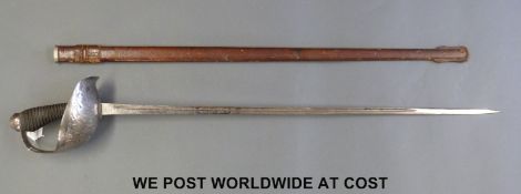 Henry Wilkinson 1912 pattern 20th Hussars British Calvary officers' sword, etched to blade RMT,