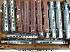 Twenty-four BR MK2 and three Hornby and similar 00 gauge carriages