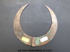 Japanese Edo period copper mandate helmet crest in the form of a crescent