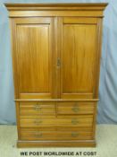 Art Nouveau satin walnut linen press (W131 x D53 x H208cm)