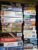 Twenty-two Trumpeter, Sword, Dragon, Academy, Minicraft and other model aircraft kits,