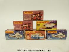 Six Matchbox Lesney 1-75 series diecast model vehicles, 17, 17, 33, 65,