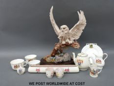 A large Country Artists owl, crested ware including Shelley for Torquay, Stroud,