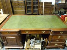 A leather inset mahogany partner's desk (W180 x D95 x H78cm)