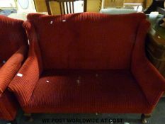 A 19th/20th century upholstered sofa and similar chair