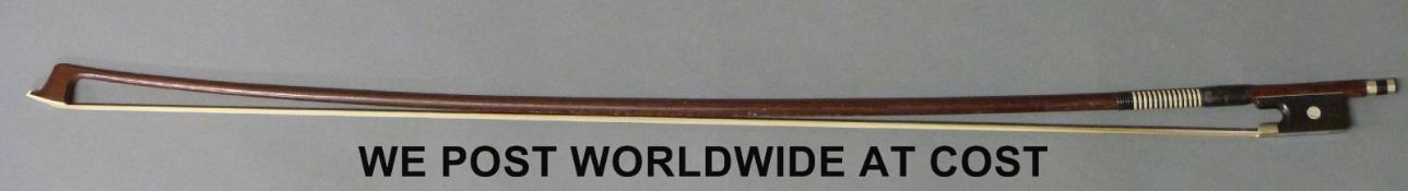 German violin bow, nickel-mounted and stamped Knoll,