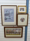 Seven signed limited edition horse racing and similar prints to include N W Brunyee,