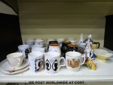 A quantity of commemorative ware to include Doulton George V coronation beaker, Carltonware jug etc.