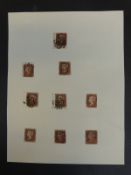 GB 1841 1d red brown used x 9.