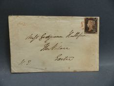 1d black on cover QL, postmarked 1st August 1840, red Maltese Cross cancellation,