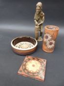 A terracotta tile Godwin, Lugwardine, Hereford, studio pottery dish etc.