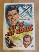 Three vintage film posters to include 'Out of the Clouds' starring Anthony Steel, Robert Beatty,