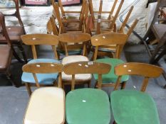 A group of 14 retro kitchen chairs