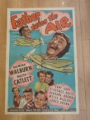 Three vintage film posters to include 'Father Takes the Air' starring Raymond Walburn and Walter