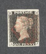 A 1d black stamp, AJ plate 8,