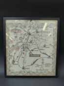 A framed map of the local Gloucester area featuring the GWR railway, roads etc.