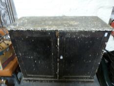 A 19thC painted cupboard (W111 x D45 x H93cm)