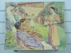 S Rankin watercolour of the Queen Mother talking to recovering soldiers and nurses at a military