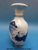 A 19thC Chinese blue and white vase with figural decoration,