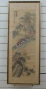 A Chinese silk scroll painting of a crouching tiger circa 1920s/30s,