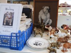 A large collection of model bulldogs including Trentham & brass examples, Bulldog Club books,