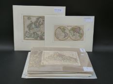 Sixteen various 18thC /19thC maps including world