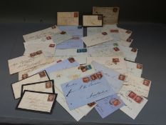 A selection of GB Victorian stamps on cover including two 1841 2d blue,