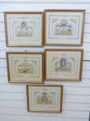Isabelle Brent set of five signed limited edition nursery prints with animals,