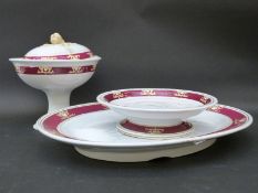 A tazza, meat platter and pedestal bowl,