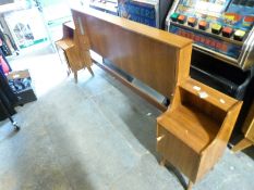 A retro headboard with inbuilt bedside cabinets.