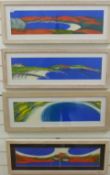 Jo Probert four framed acrylics of coves and bays,
