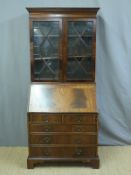 A mahogany astragal glazed bureau bookcase (W88 x D53 x H195cm)