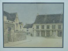 W.G.Thomas A.R.C.A watercolour of Minchinhampton Centre, signed and dated 1935 lower right, 29.5x39.