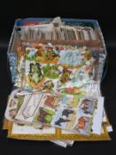 A box containing a large quantity of postcards including Gloucester Cathedral, Painswick Church,