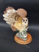 Franklin Mint hand painted Eagle Owl and The Speculated Owl,