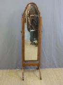 A walnut framed cheval mirror,