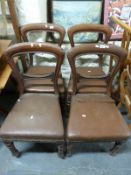 A set of four Victorian mahogany balloon back chairs