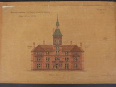 Four architect's drawings relating to the Coney Hill second Gloucestershire County Lunatic Asylum,