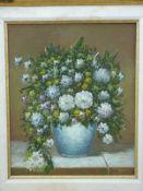 Beualt oil on canvas still life of flowers in a vase, 60x50cm,