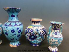 Five Indian Sind pottery vases, c1900, tallest 29cm.