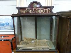 A Rowntrees Chocolates point of sale shop display cabinet with sliding doors (W81 x D41 x H90cm)