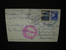 A postcard of the Hindenburg airship saying 