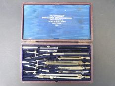 W H Harling of London 12 piece drawing set in fitted case
