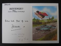 HRH Diana, Princess of Wales hand written and signed humorous birthday card to Steve Davis,