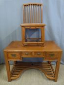 A Chinese elm desk/dressing table and chair (W114 x D58 x H83cm)