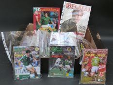 Over 100 England and Ireland football programmes dating from the 1960's onwards