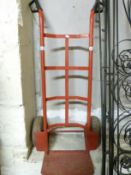 A sack truck with pneumatic tyres