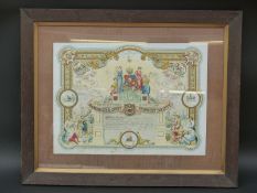 Three framed posters and five tabards relating to the Independent Order of Oddfellows Manchester